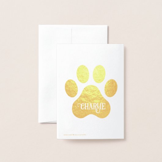 Hundepfoten-Name-Silhouette-Design Folienkarte (Rückseite mit Umschlag)