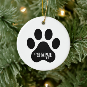 Hundepfoten-Name-Silhouette-Design Keramik Ornament