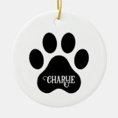 Hundepfoten-Name-Silhouette-Design Keramik Ornament (Vorne)