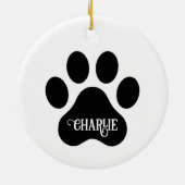 Hundepfoten-Name-Silhouette-Design Keramik Ornament (Hinten)