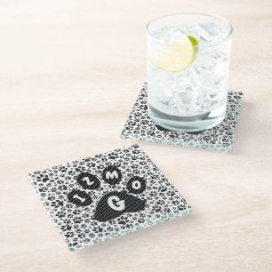 Hundepfoten Schwarz-Weiß Polka Dot Glasuntersetzer