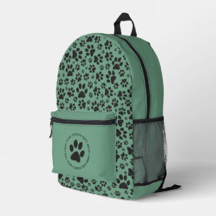 Hundepfoten Schwarz-Weiß-Polka-Punkte auf dunklem  Bedruckter Rucksack