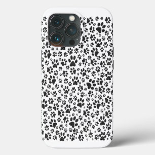 Hundepfoten Schwarz-Weiß Polka-Punkte iPhone 13 Pro Hülle