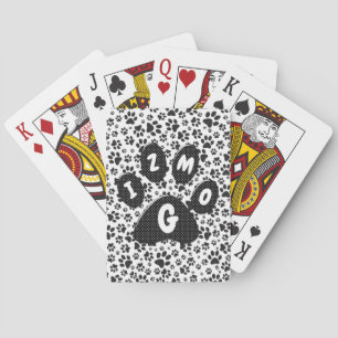 Hundepfoten Schwarz-Weiß-Polka-Punkte Spielkarten
