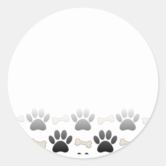 Hundepfoten und Knochen mit glänzender Wirkung Runder Aufkleber (Vorderseite)