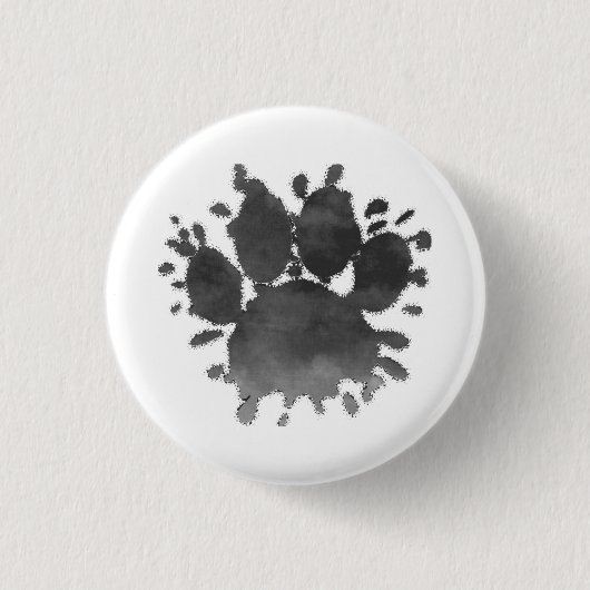 Hundepfoten-Wasserfarbe Canine Pfote Button (Vorderseite)
