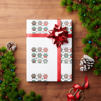 Hundepfoten-Weihnachten-Coquette-Schleife Weihnach Geschenkpapier
