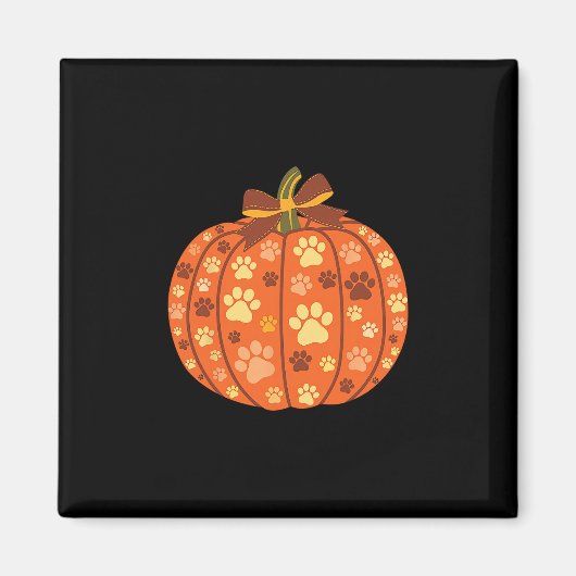 Hundepfotenabdruck-Kürbis-Bogen-Herbst-Fall-Hallow Magnet (Vorne)