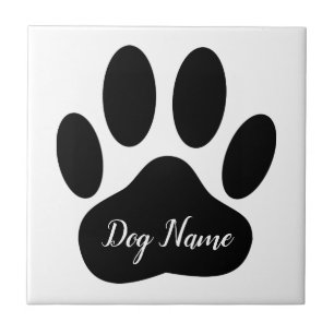 Hundepfotenabdruck mit individuellem Namen Canine Fliese
