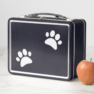 Hundepfotenabdruck Schwarze Metall-Lunchbox Metall Brotdose