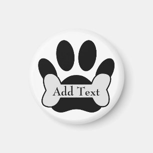 Hundepfotenabdruck und Knochen editierbarer Text Magnet
