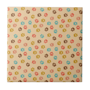 Hundepfotenabdruck Vintage-Farbe Tierliebhaber Fliese