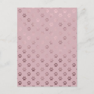 Hundepfotenabdruck Vintage Rosa Hintergrund Postkarte