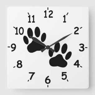 Hundepfotenabdrücke Haustier Quadratische Wanduhr
