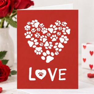 Hundepfotenabdrücke Herz Valentinstag Liebeskarte Feiertagskarte