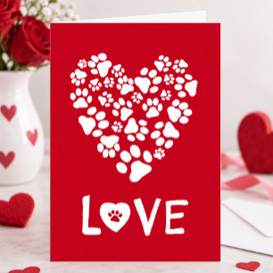 Hundepfotenabdrücke Herz Valentinstag Liebeskarte Feiertagskarte