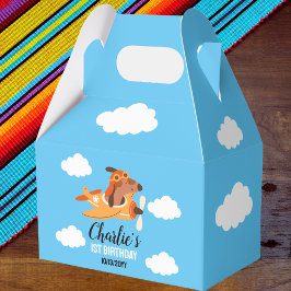 Hundepilotin Flug Flugzeug, Niedliche Kinder Blaue Geschenkschachtel