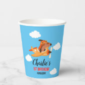 Hundepilotin Flug Flugzeug, Niedliche Kinder Blaue Pappbecher (Vorderseite)