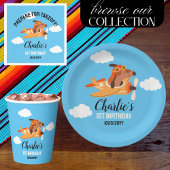 Hundepilotin Flug Flugzeug, Niedliche Kinder Blaue Serviette