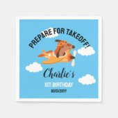 Hundepilotin Flug Flugzeug, Niedliche Kinder Blaue Serviette (Vorderseite)