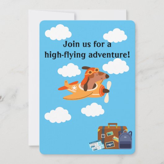 Hundepilotin Flugflugzeug, Niedlicher Fun-Kinderge Einladung (Vorderseite)