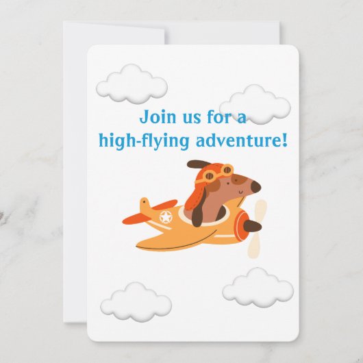 Hundepilotin Flugflugzeug, Niedlicher Fun-Kinderge Einladung (Vorderseite)
