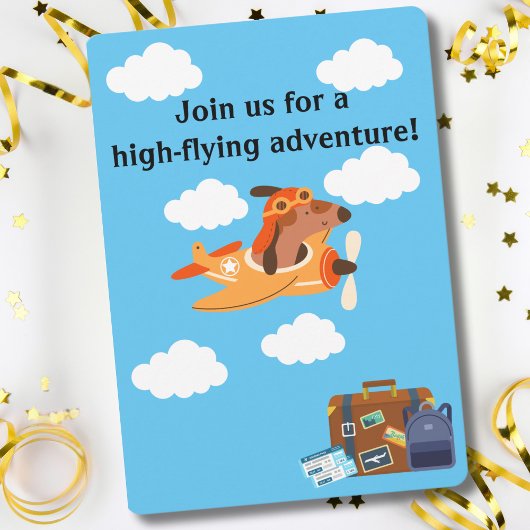 Hundepilotin Flugflugzeug, Niedlicher Fun-Kinderge Einladung