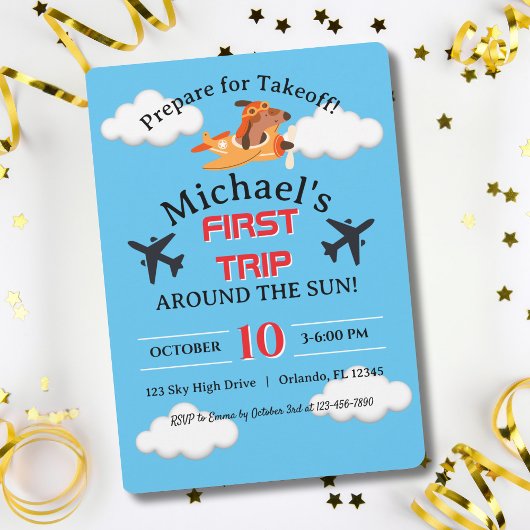 Hundepilotin Flugflugzeug, Niedlicher Fun-Kinderge Einladung