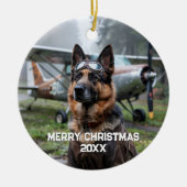 Hundepilotin Funny Aviation Foto Weihnachten Keramik Ornament (Vorne)