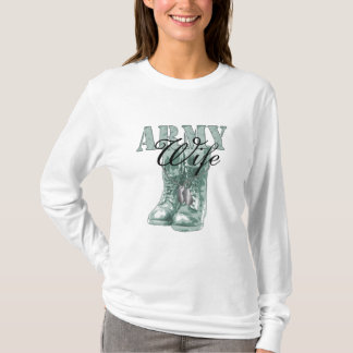 Hundeplaketten der Armee-Ehefrau-Kampf-Stiefel-N T-Shirt