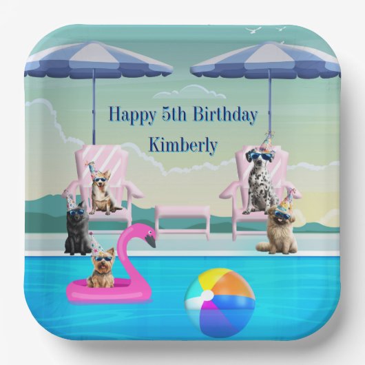 Hundepool-Party Pappteller (Vorderseite)