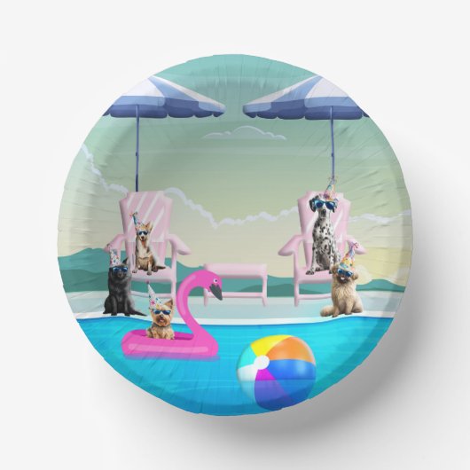 Hundepool-Party Pappteller (Vorderseite)