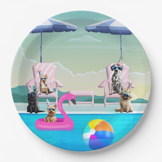 Hundepool-Party Pappteller (Vorderseite)