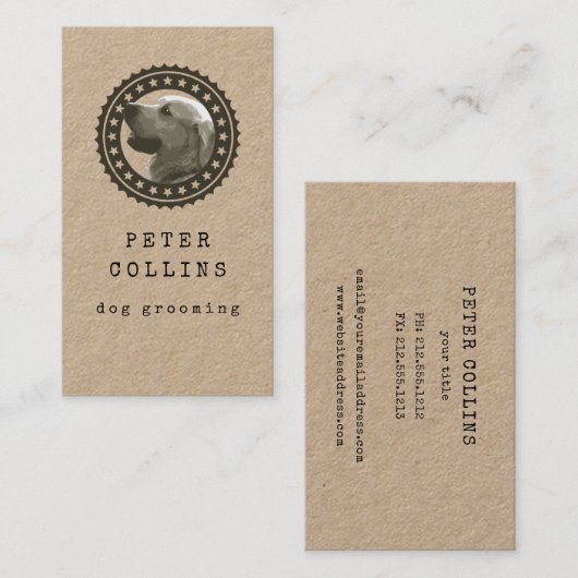 Hundeportrait Logo-Walker rustikal Visitenkarte (Vorne/Hinten)
