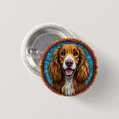 Hundeportrait mit mosaik Inspiriert Hintergrund Button (Vorne & Hinten)