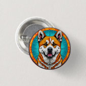 Hundeportrait mit mosaik Inspiriert Hintergrund Button (Vorne & Hinten)