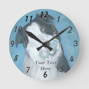 Hundeportrait mit niedlichem Grenzkollisionshund Runde Wanduhr