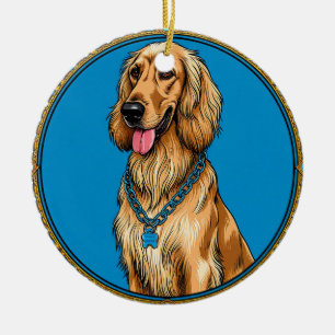 Hundeporträt Elegante Vintage Haustier Kunst Keramik Ornament
