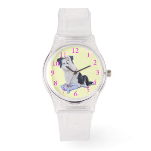 Hundeporträtmalerei auf niedliche Granzwolle Armbanduhr