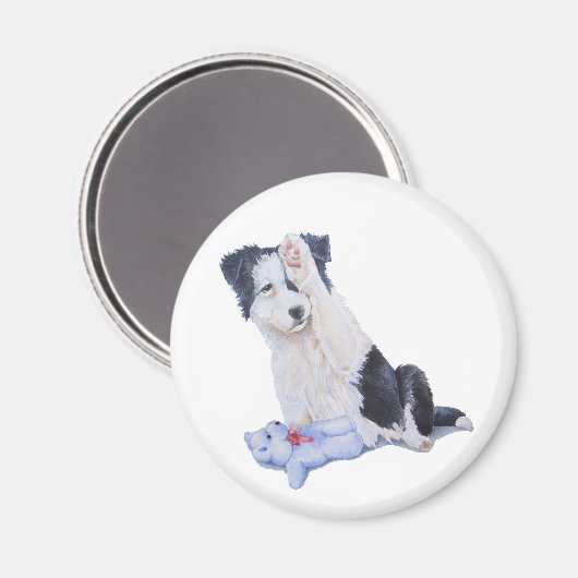 Hundeporträtmalerei auf niedliche Granzwolle Magnet (Vorderseite/Rückseite)