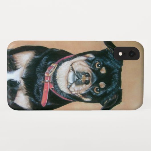 Hundeporträtmalerei auf Schwarz-Bein-Mops Case-Mate iPhone Hülle (Rückseite (Horizontal))