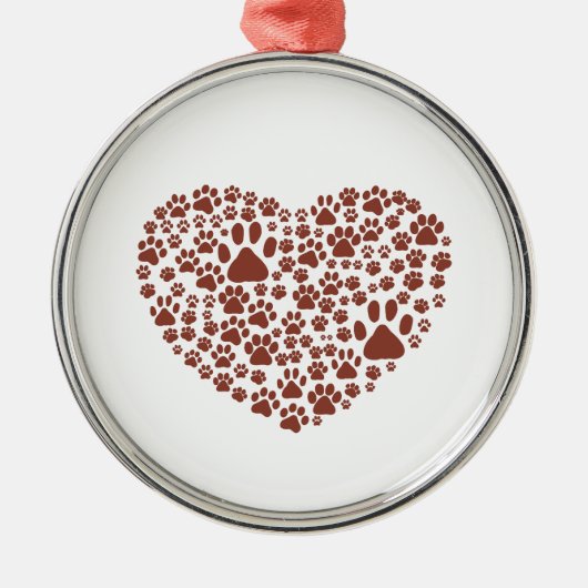 Hundepuhen, Welpenpfoten, Tierpaws, Herz, Haustier Silbernes Ornament (Vorne)