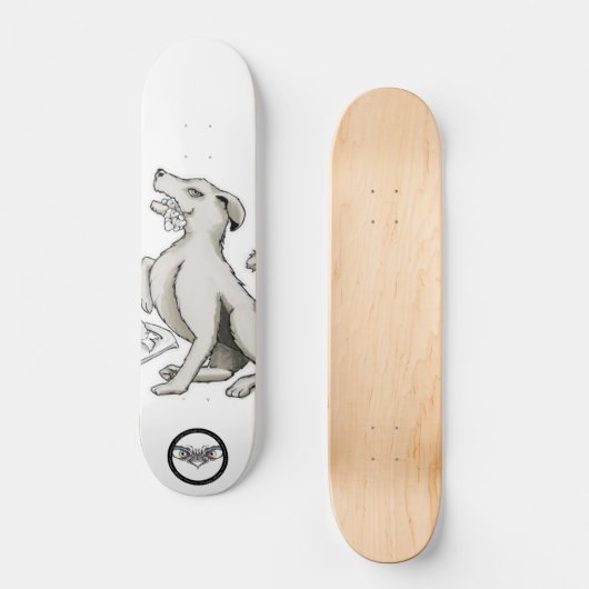 Hundepuppe beißender Cartoon zeichnend Skateboard (Vorderseite)