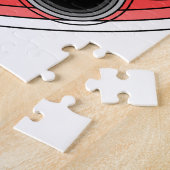 Hundepuppe im roten Herzen mit Konturen Puzzle (Seite)