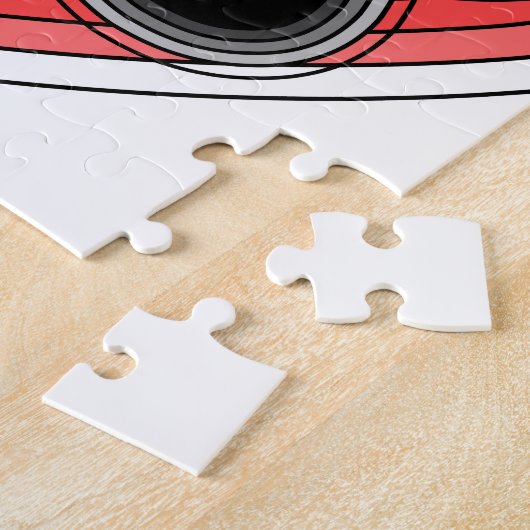 Hundepuppe im roten Herzen mit Konturen Puzzle (Seite)