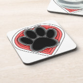 Hundepuppe im roten Herzen mit Konturen Untersetzer (Linke Seite)