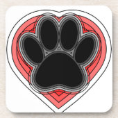 Hundepuppe im roten Herzen mit Konturen Untersetzer (Vorderseite)