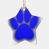 Hundepuppe in blau mit Konturen Keramik Ornament (Links)