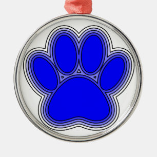 Hundepuppe in blau mit Konturen Ornament Aus Metall