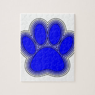 Hundepuppe in blau mit Konturen Puzzle
